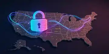 Digital padlock over US map symbolizing new online privacy regulations