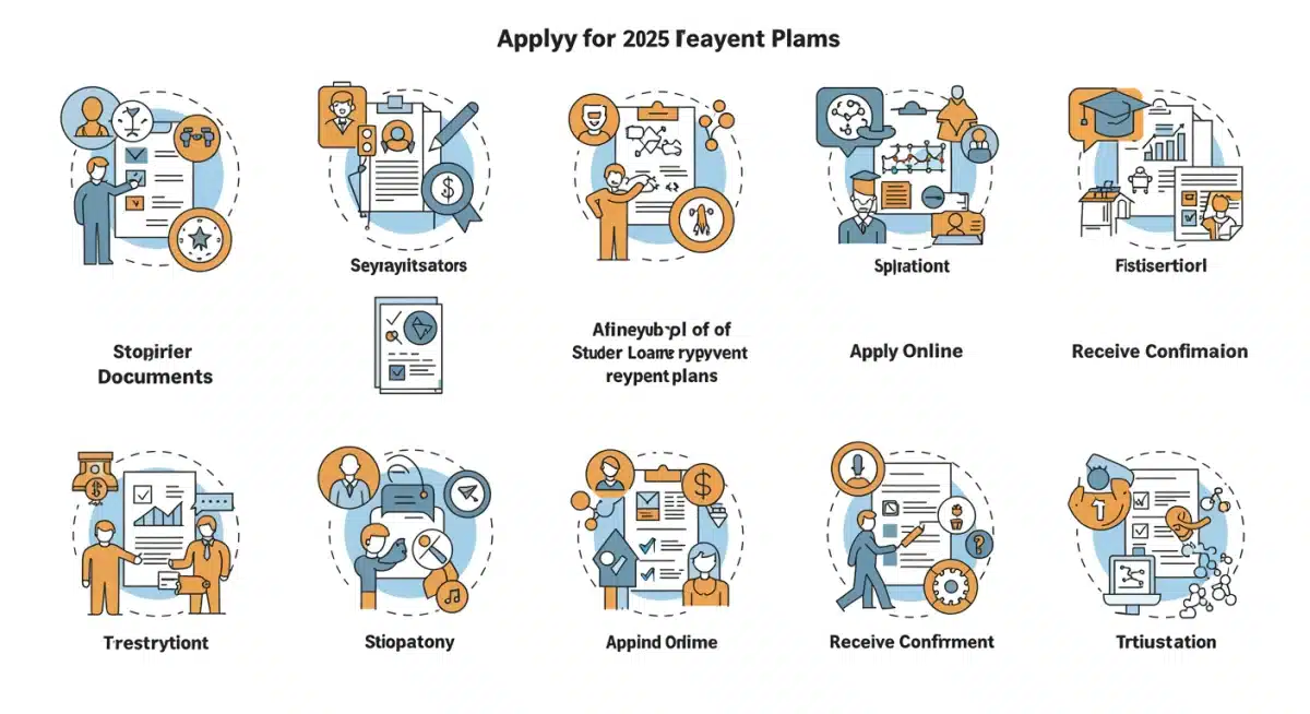 Infographic showing steps to apply for 2025 student loan plans