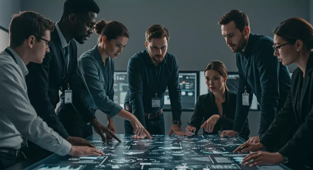 Cybersecurity experts collaborating on threat analysis