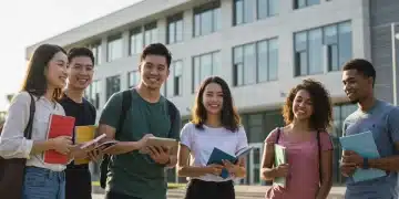 Diverse students smiling on a university campus, symbolizing federal grant opportunities