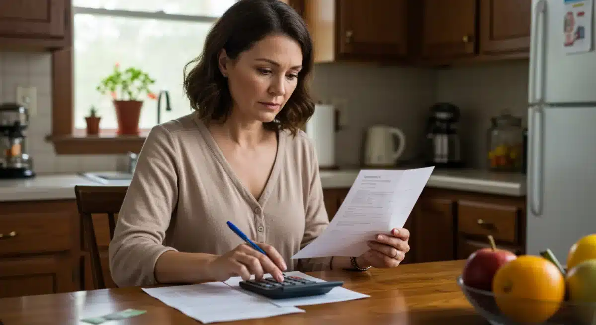 Person reviewing SNAP application documents and finances