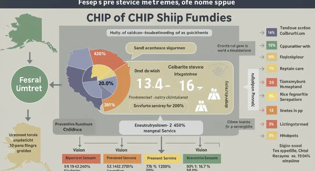Infographic showing CHIP funding distribution to states for children's healthcare services.
