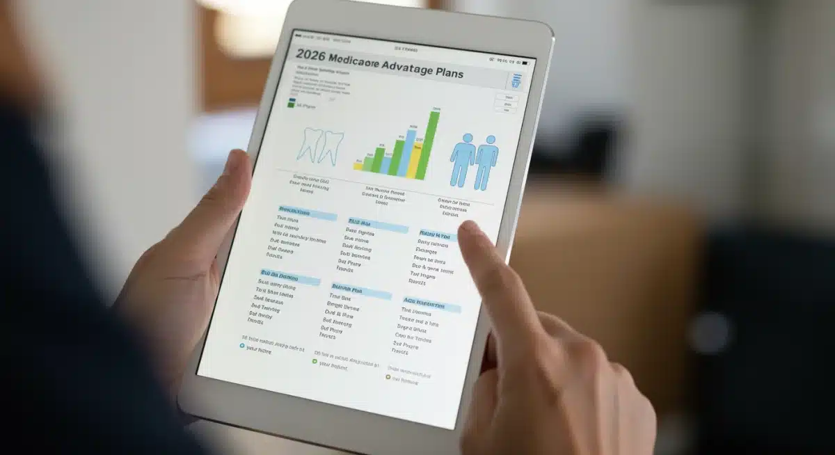 Comparing 2026 Medicare Advantage Plan benefits on a digital tablet.