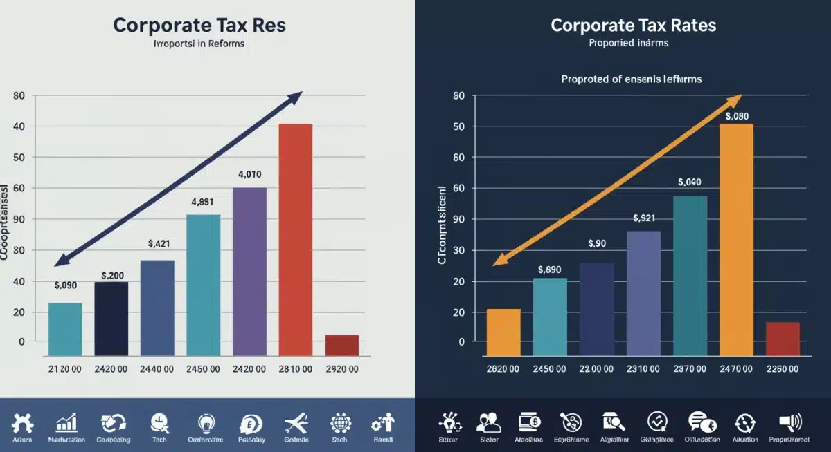 Infographic comparing current and proposed corporate tax rates for 2026
