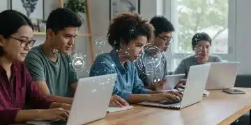 Students learning online with digital interfaces in 2026