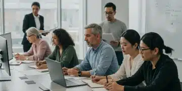 Diverse adults learning together, symbolizing modern adult education and workforce development.