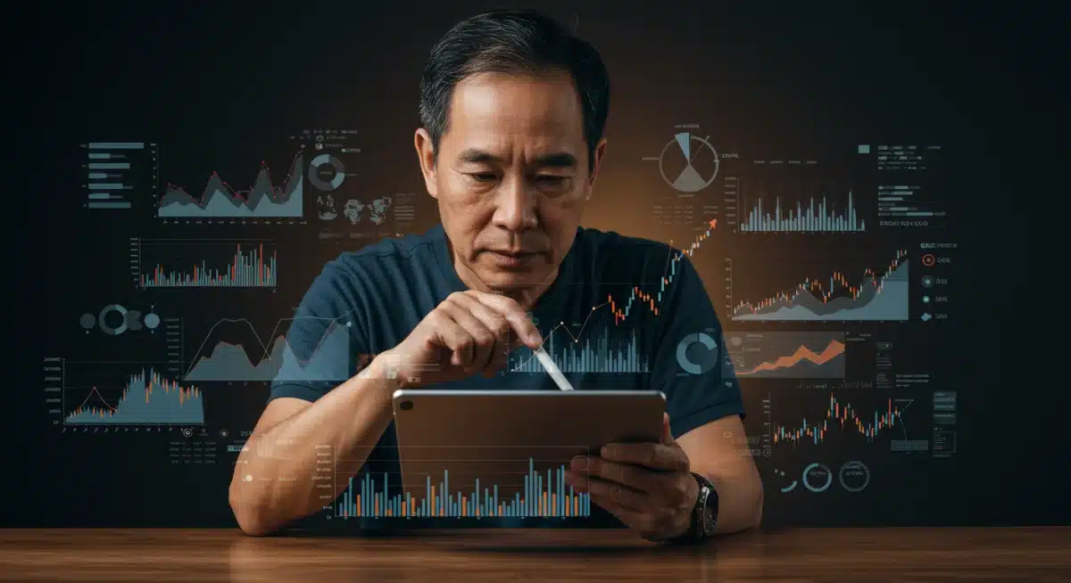 Person analyzing diversified investment portfolio on tablet.