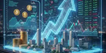 Futuristic financial display showing diverse investment assets and an upward trend, representing smart investing for high returns.