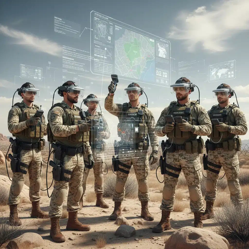 Border patrol agents using augmented reality and biometric scanners for enhanced surveillance
