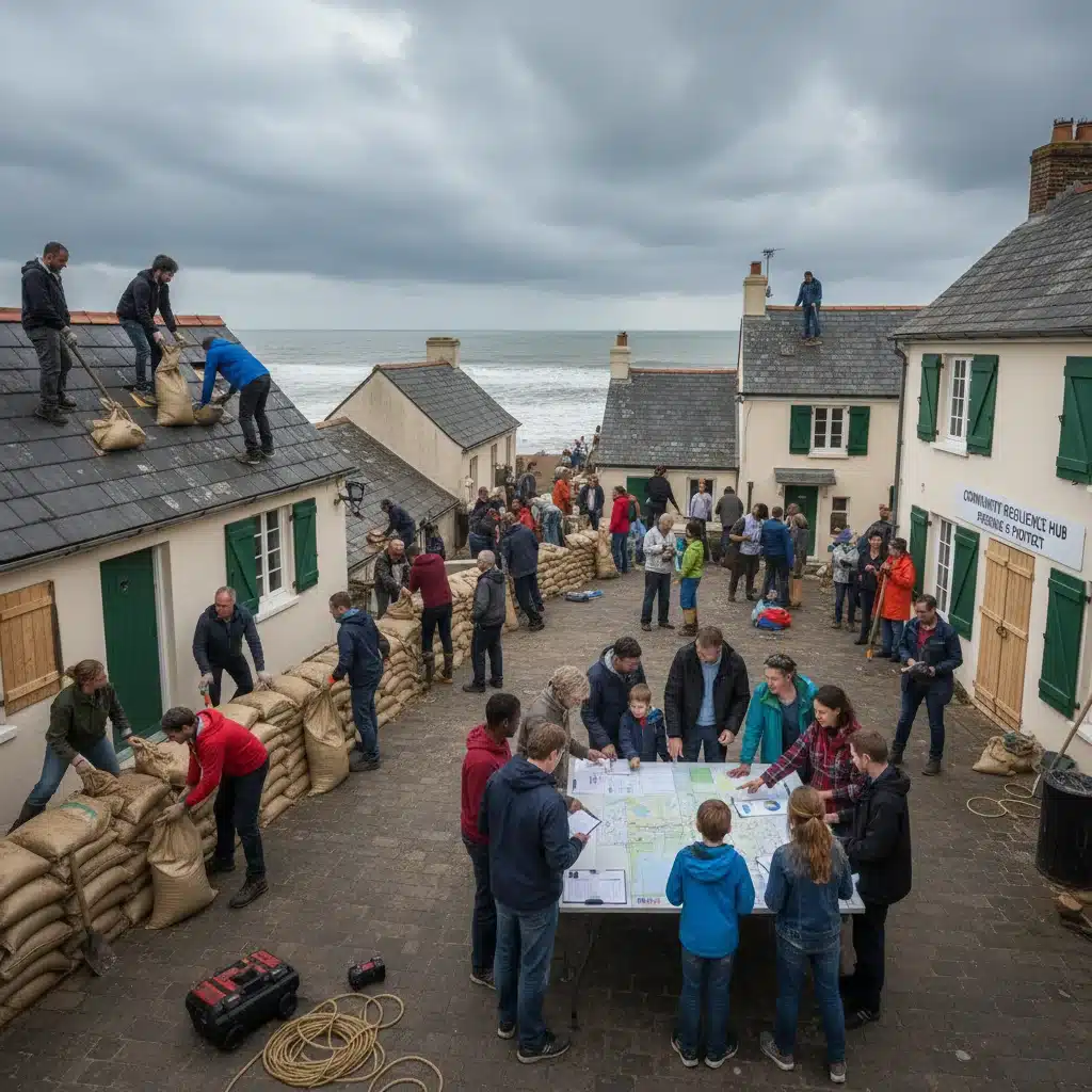 Community members preparing for extreme weather events, showing resilience