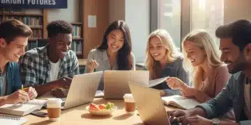 Students reviewing tax documents and calculators for education tax credits
