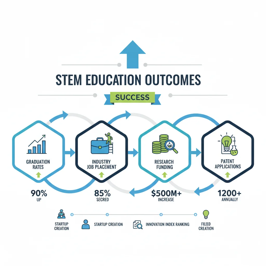 Infographic visualizing key metrics for STEM education success and outcomes.