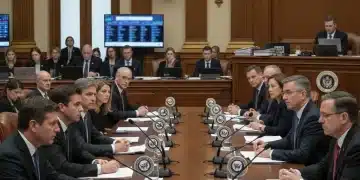 Congressional hearing on technology regulation with lawmakers and tech leaders.