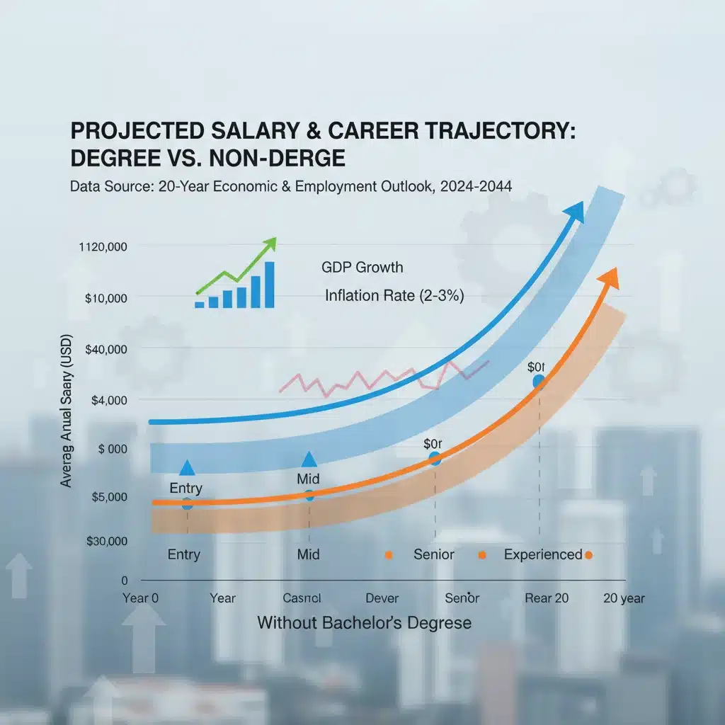 Chart showing salary and career progression for bachelor's degree holders.