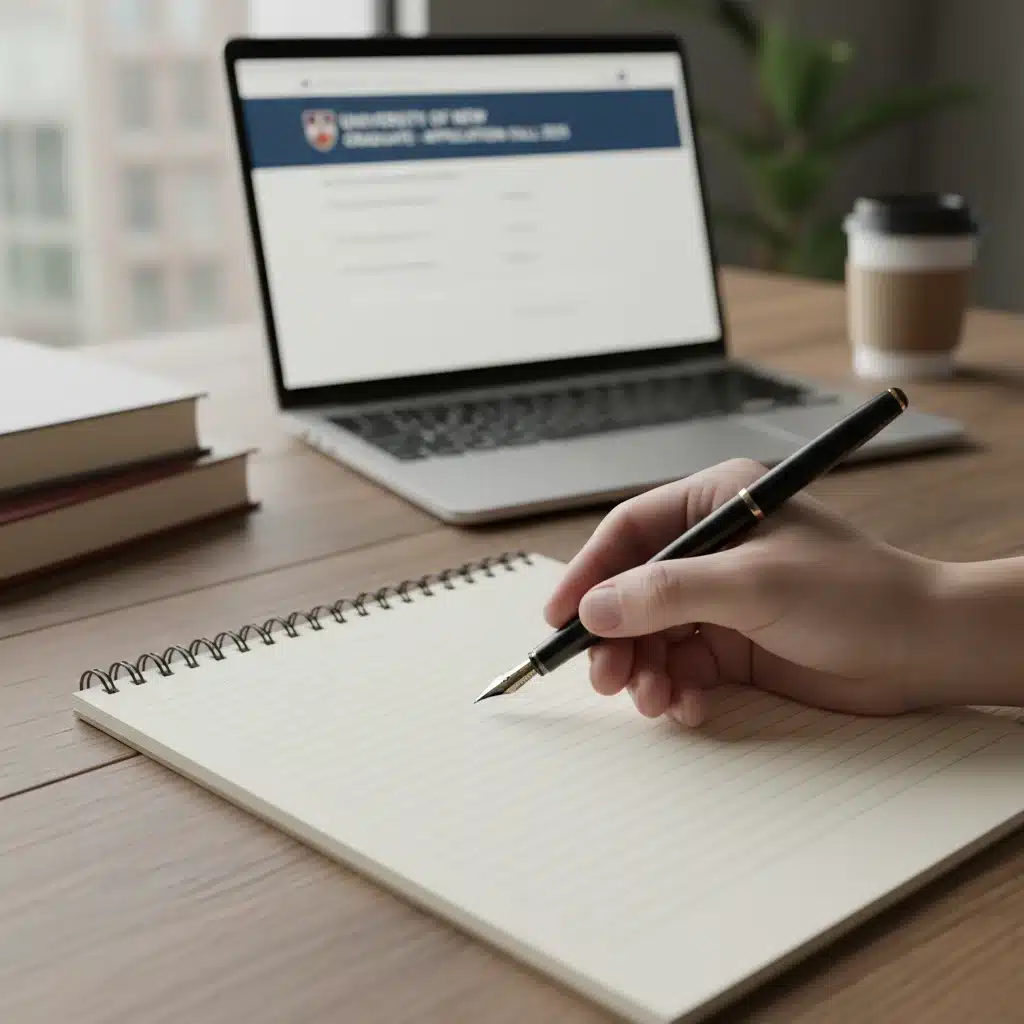 Student writing college application essay draft