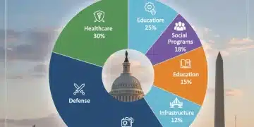 2026 Federal Budget Breakdown: Where Your Tax Dollars Go Detailed pie chart showing 2026 federal budget allocations across key sectors like defense, healthcare, and infrastructure, with a government building backdrop.