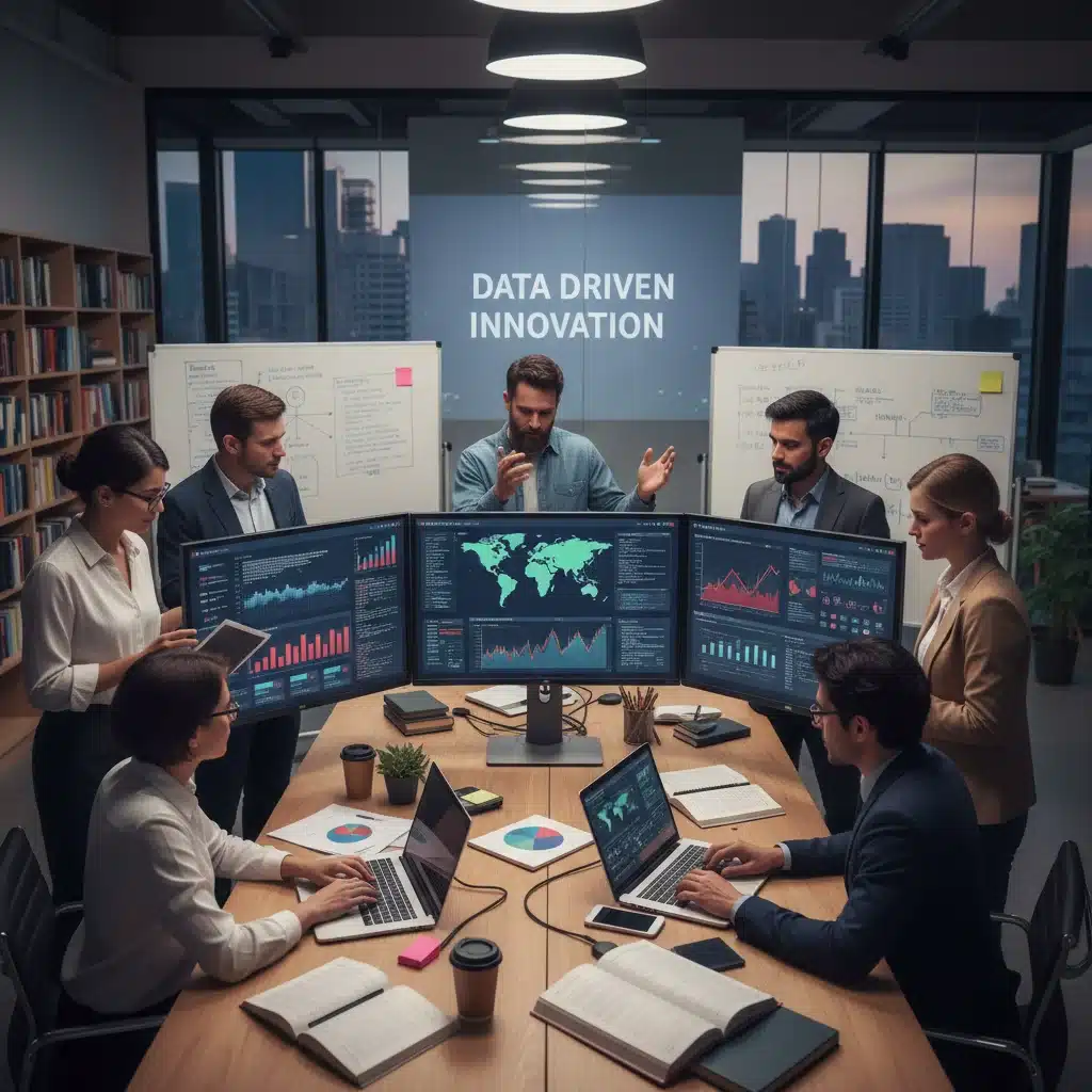 Data science team collaborating on complex analytics project