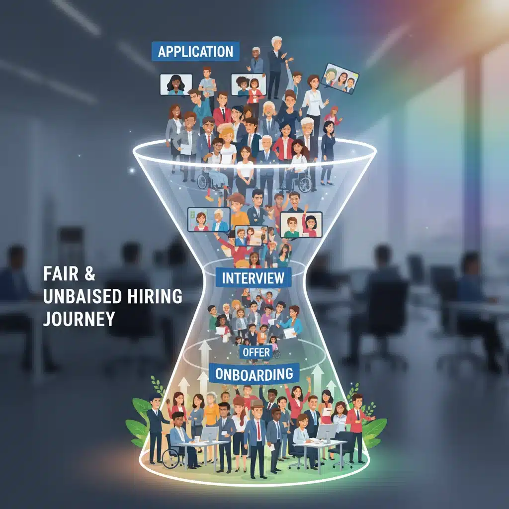 Equitable recruitment funnel showing diverse candidate progression
