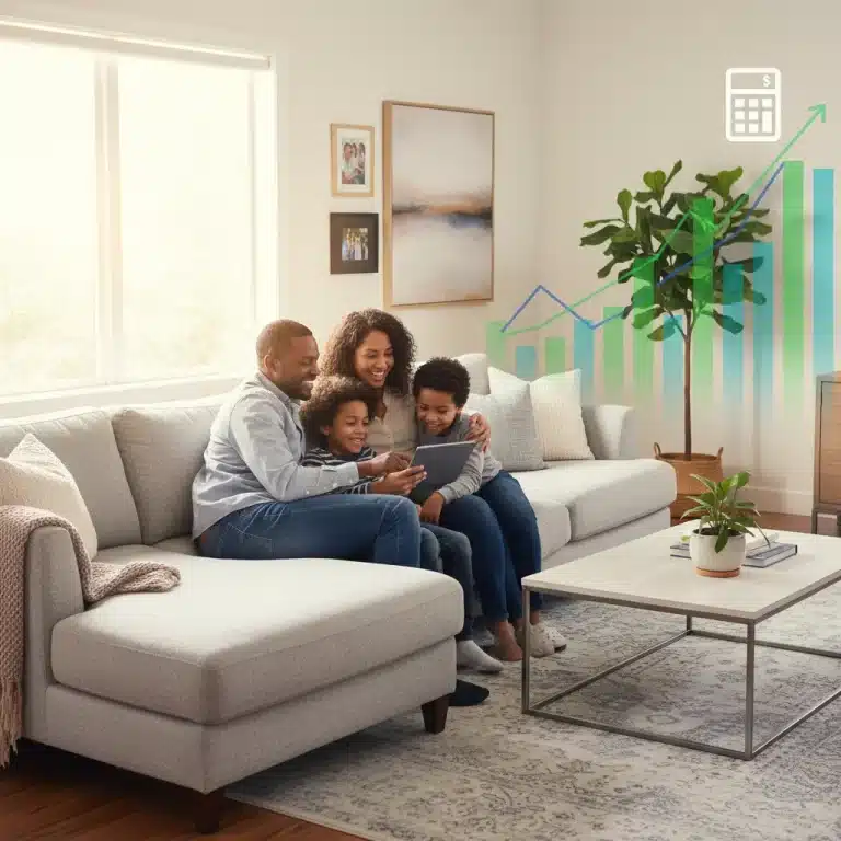 Happy family reviewing finances, Child Tax Credit 2026 eligibility