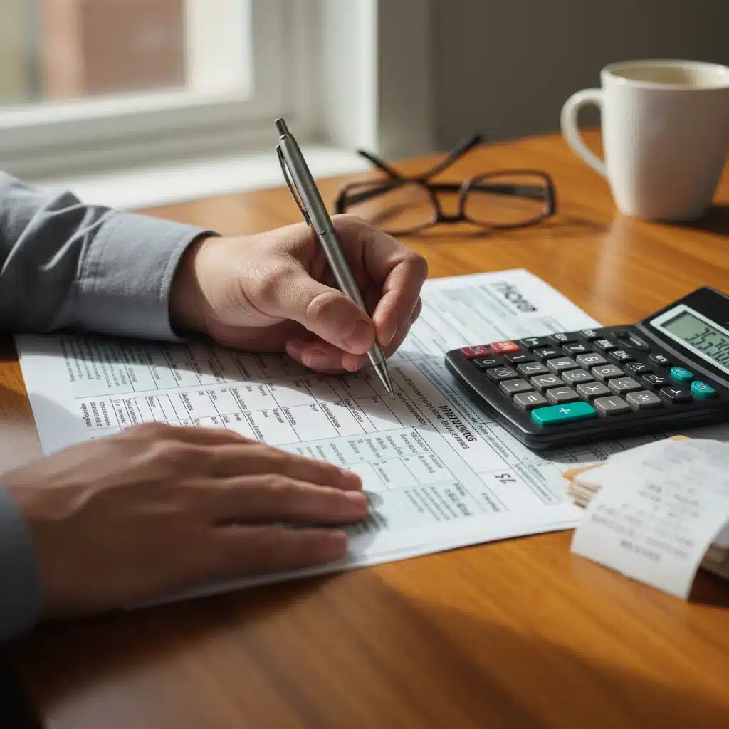 Person filling out tax forms for Child Tax Credit application
