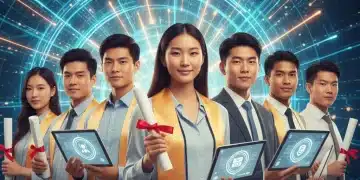 Upskilling for the Future: Top 10 In-Demand Certifications for US Graduates in 2026 Graduates holding certifications, digital circuits background, future career success