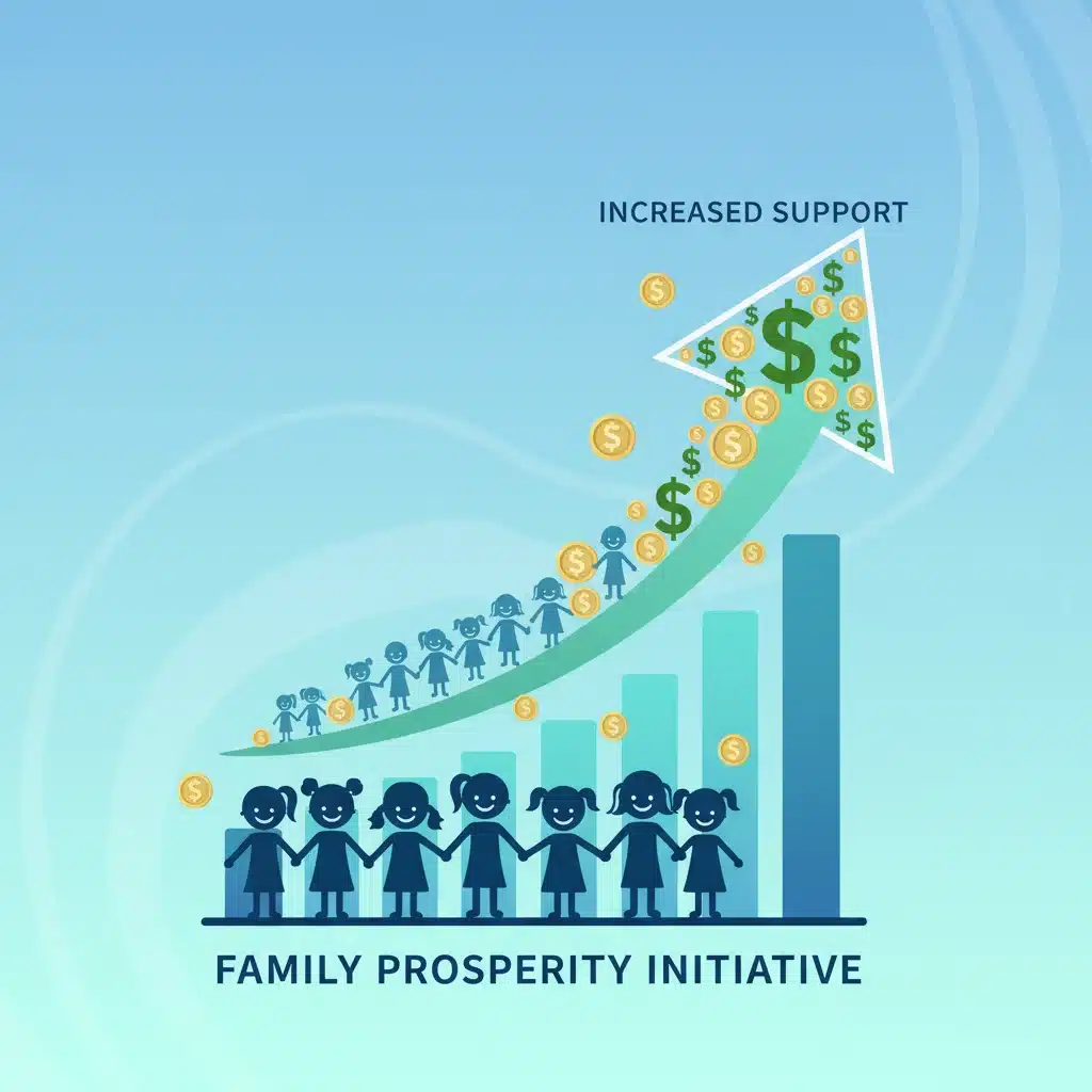 Illustration of increased financial benefits for families with children