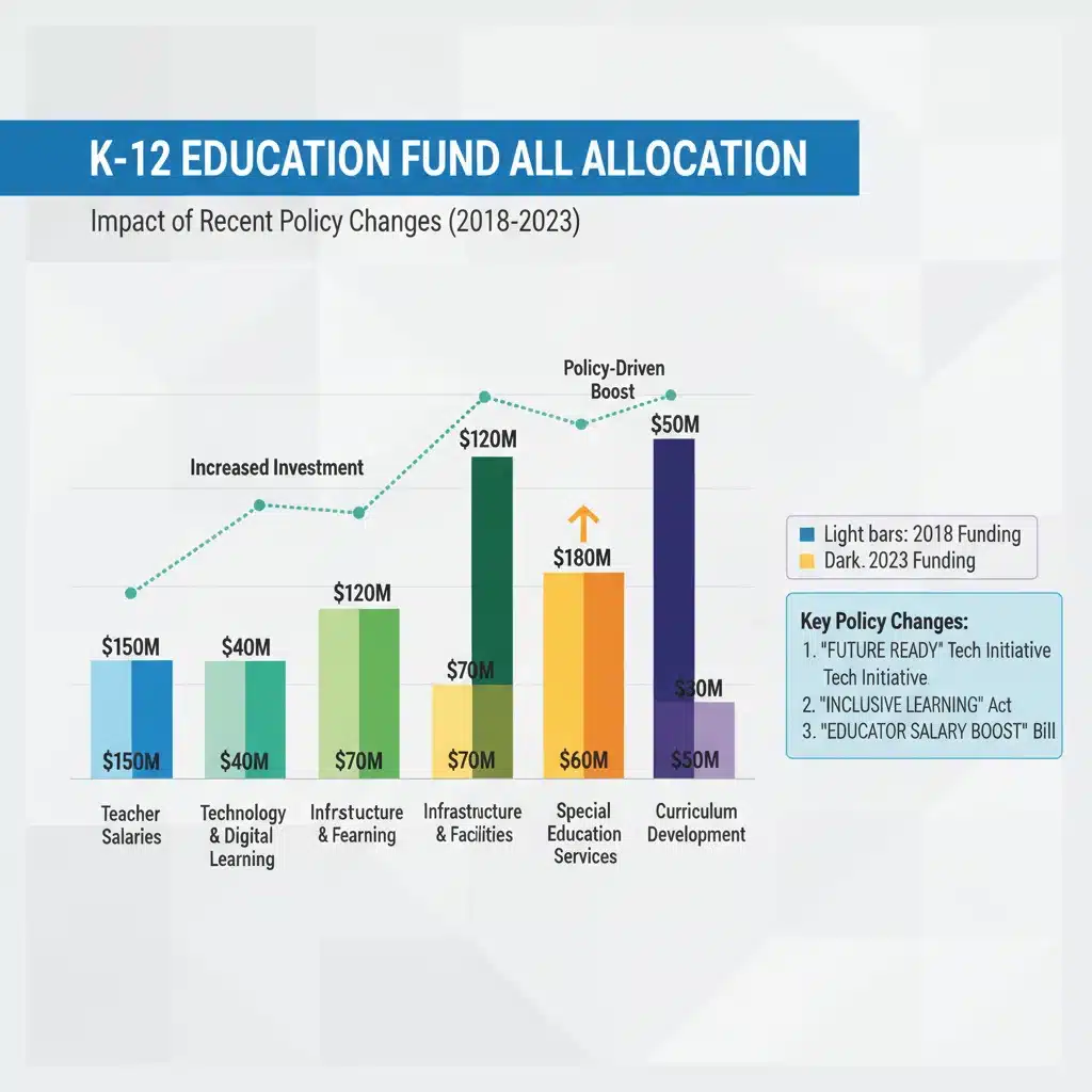 Infographic showing K-12 education funding allocation changes