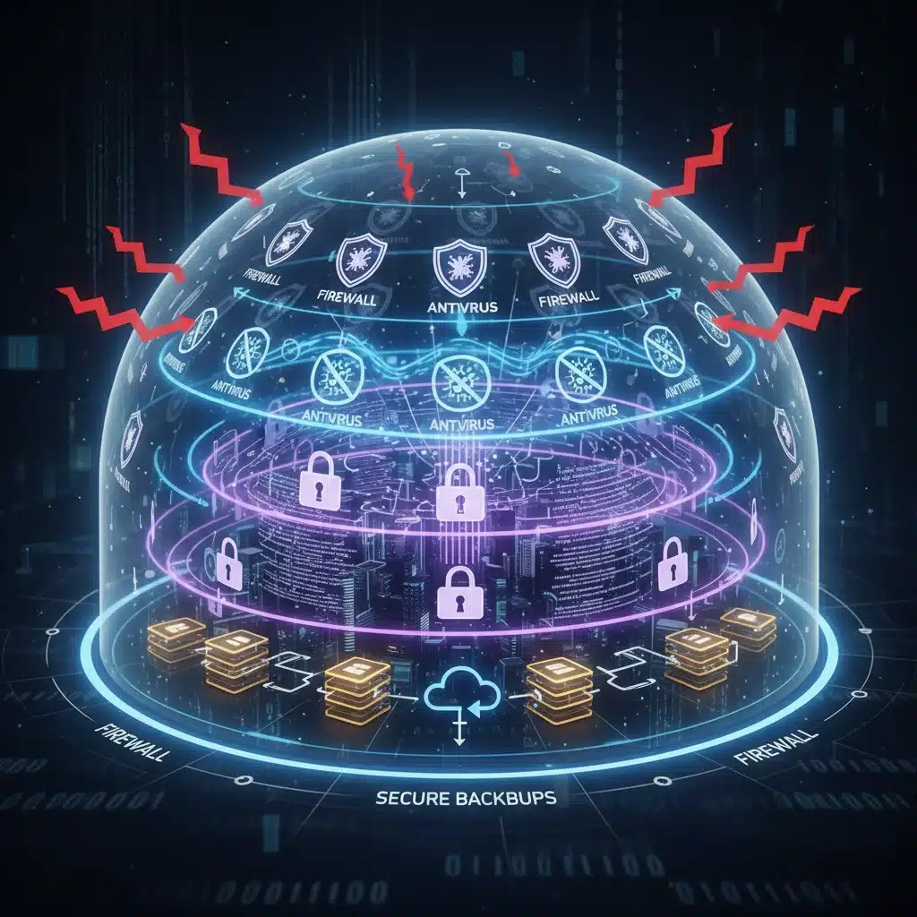 Multi-layered cybersecurity defense system for small businesses