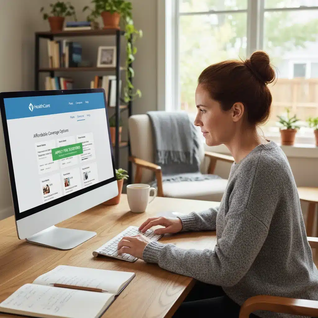 Person applying for ACA subsidies online through marketplace