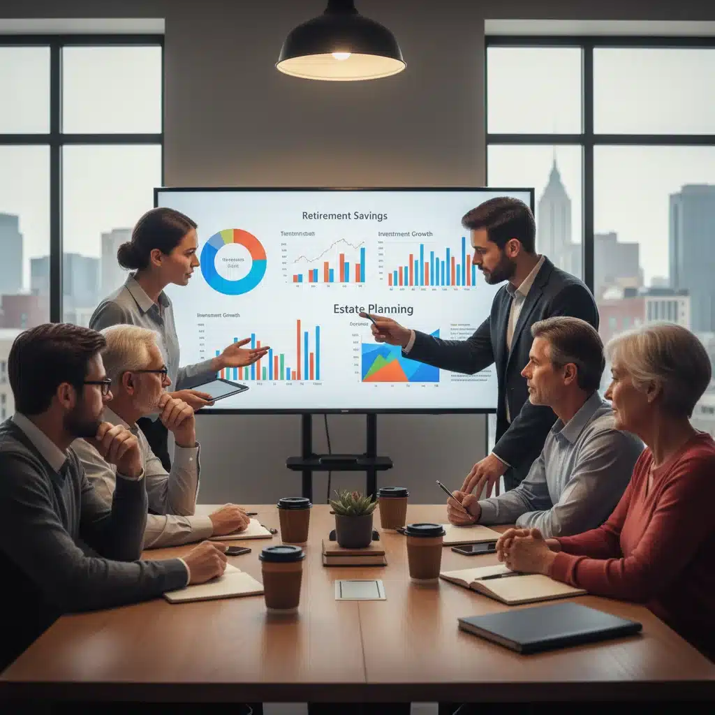 Multi-generational workforce discussing retirement planning and financial wellness