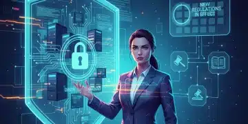 Cybersecurity Policy 2026: Federal Guidelines for Small Businesses Small business owner reviewing cybersecurity policy 2026 federal guidelines