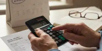 Social Security Adjustments 2026: Understanding Your 3.5% COLA Impact Senior hands calculating Social Security benefits with 2026 calendar