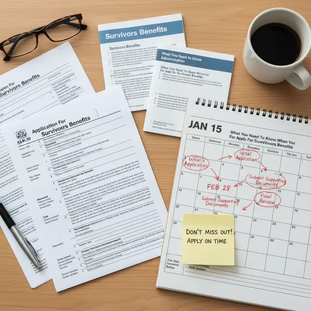 Social Security forms and calendar for survivor benefits application
