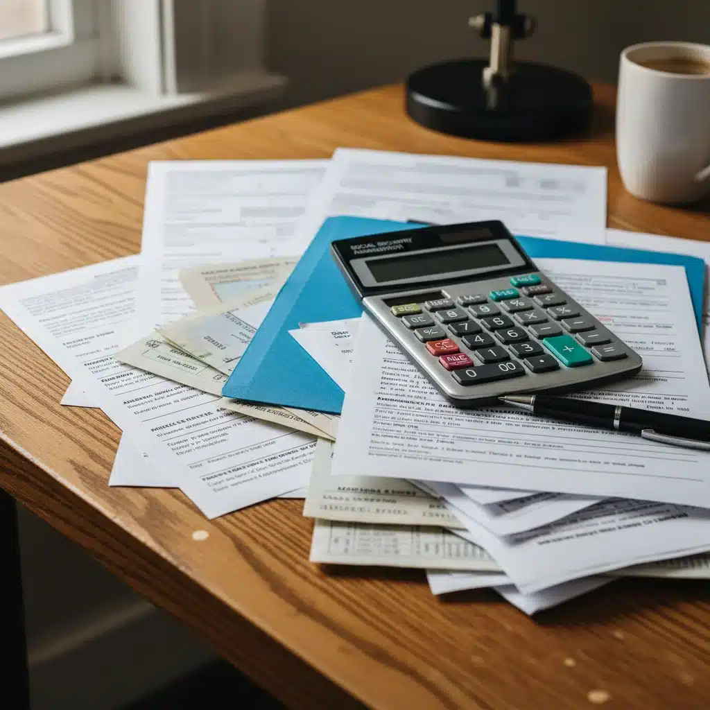 Financial documents and calculator on a desk, representing SSI application process.
