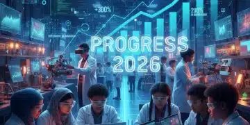 STEM Education Funding: US Innovation 2026 Outlook Students engaged in STEM activities, symbolizing increased funding and future innovation