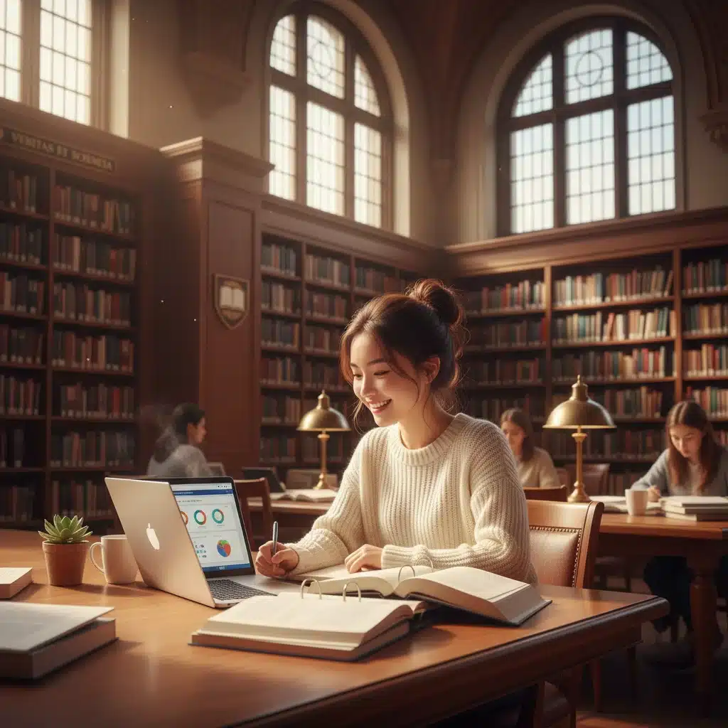 Student studying in a library, symbolizing academic dedication and smart educational choices.