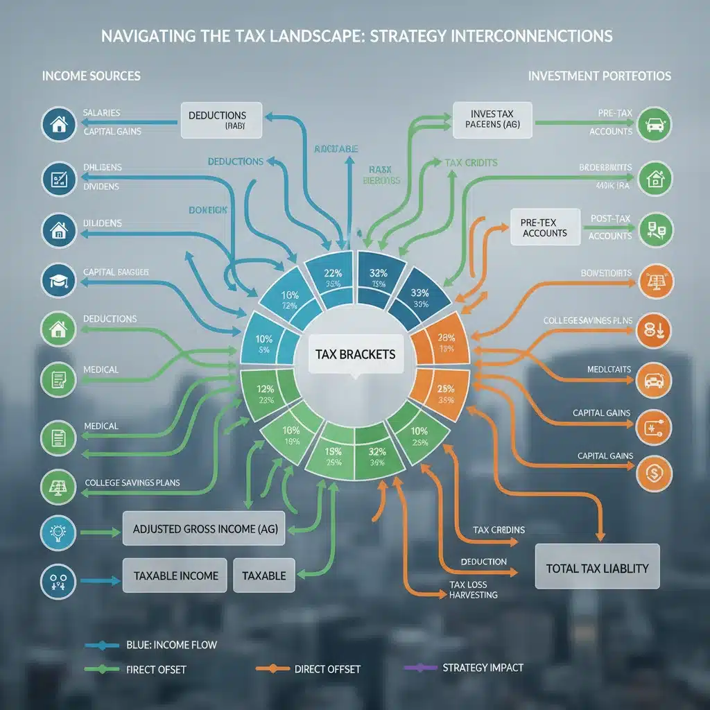Infographic detailing complex tax planning strategies and financial elements