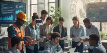 Diverse workforce collaborating, symbolizing US Department of Labor job growth initiatives