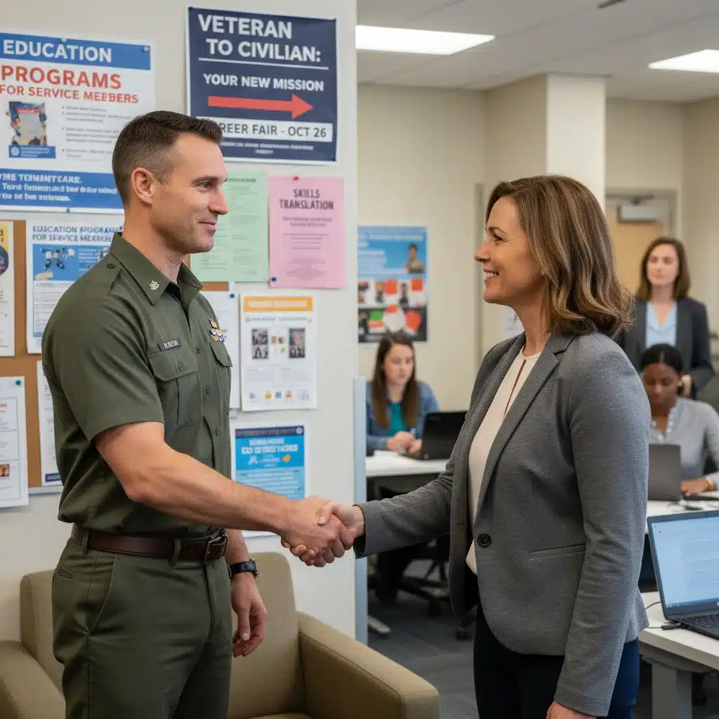 Veteran receiving career counseling for post-education employment