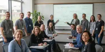 Veterans in a modern college classroom utilizing education benefits