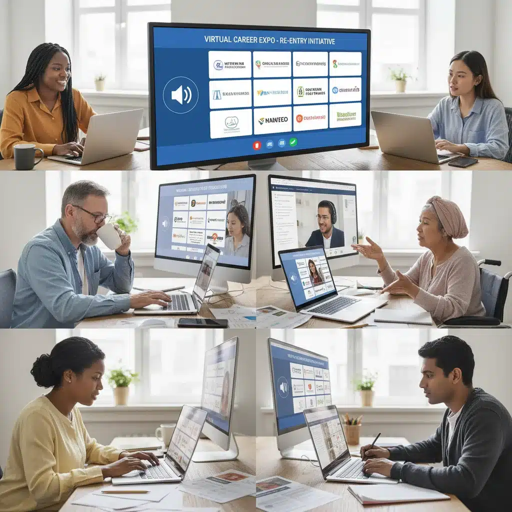 Job seekers participating in a virtual job fair to find new employment