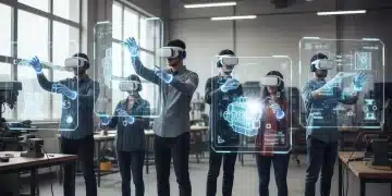 VR in US Vocational Training 2026: Deep Dive & Solutions Students using VR headsets for vocational training simulations.