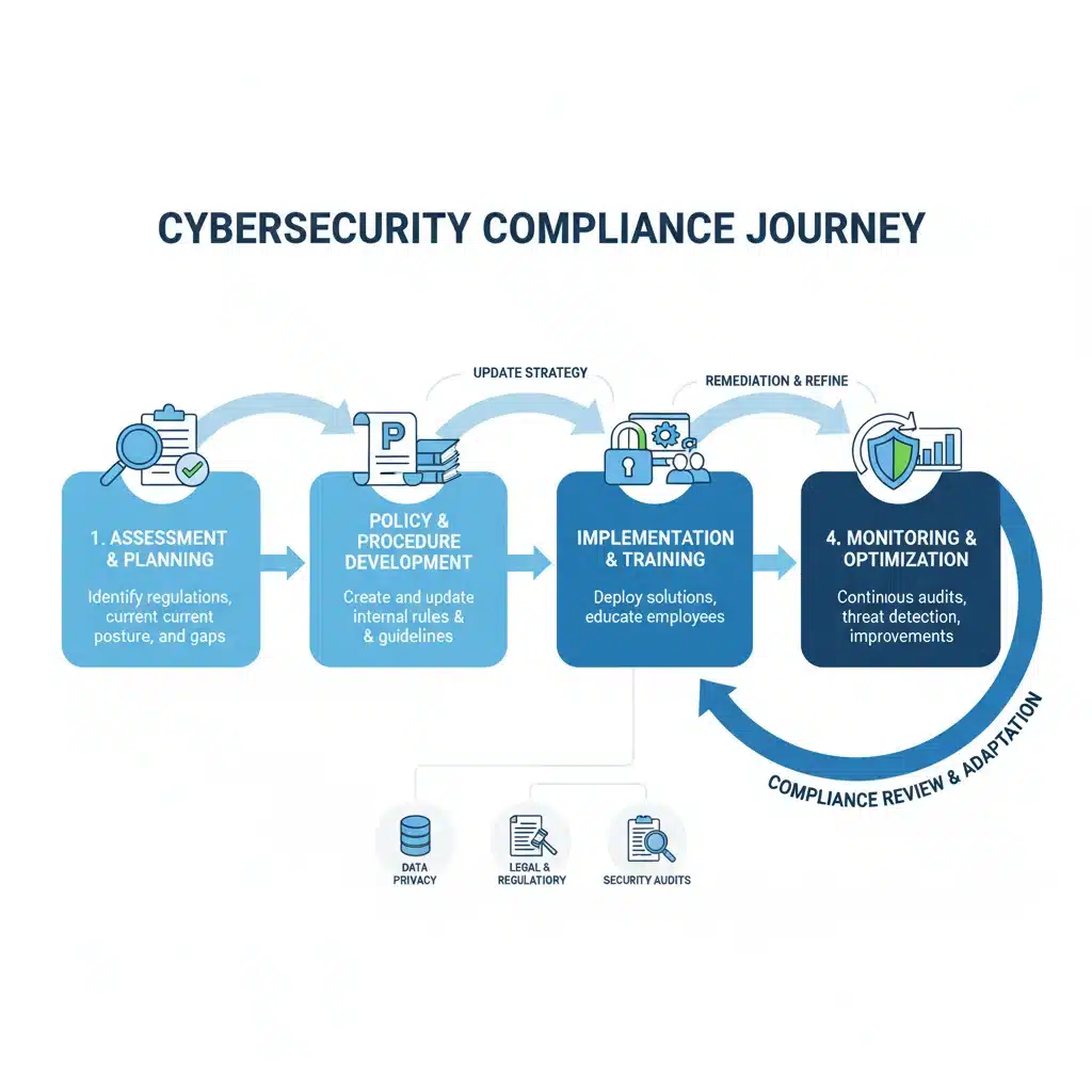 Cybersecurity compliance process flowchart for businesses