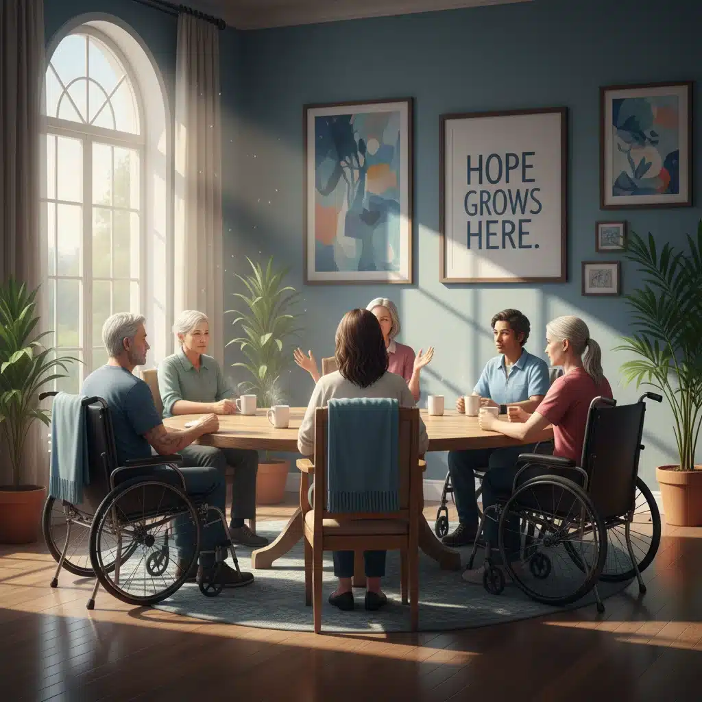 Veterans in group therapy session for mental wellness
